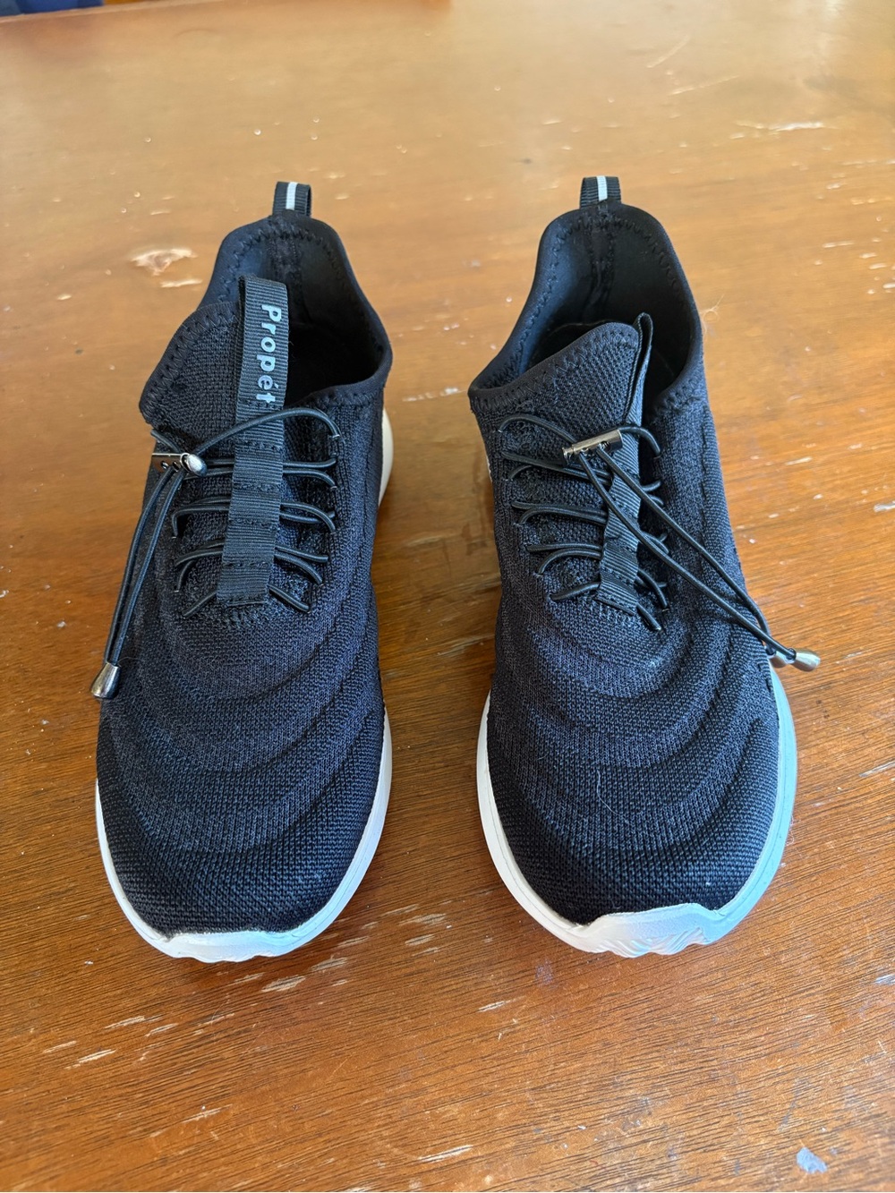 Propét Women's Black Knit Slip-On Sneakers with Toggle Laces